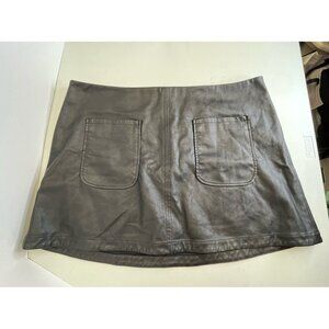 Maeve Skirt Women 2X Plus Black Faux Leather A Lined Pocket Anthropologie